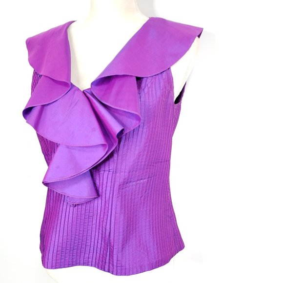 Anita Ford Collection Thai Purple Silk top, M - Picture 1 of 11